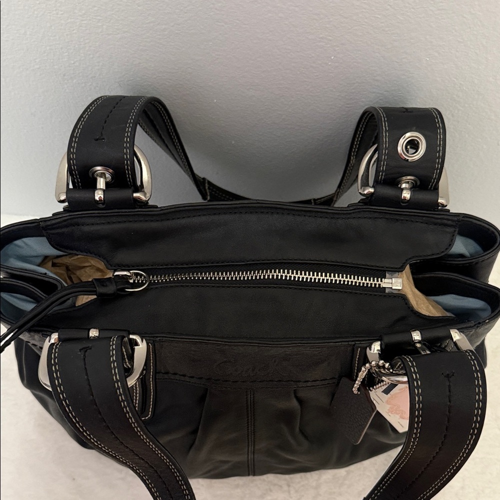 Coach Vintage SoHo Pleated Black Smooth Leather Handbag EUC - Picture 8 of 10